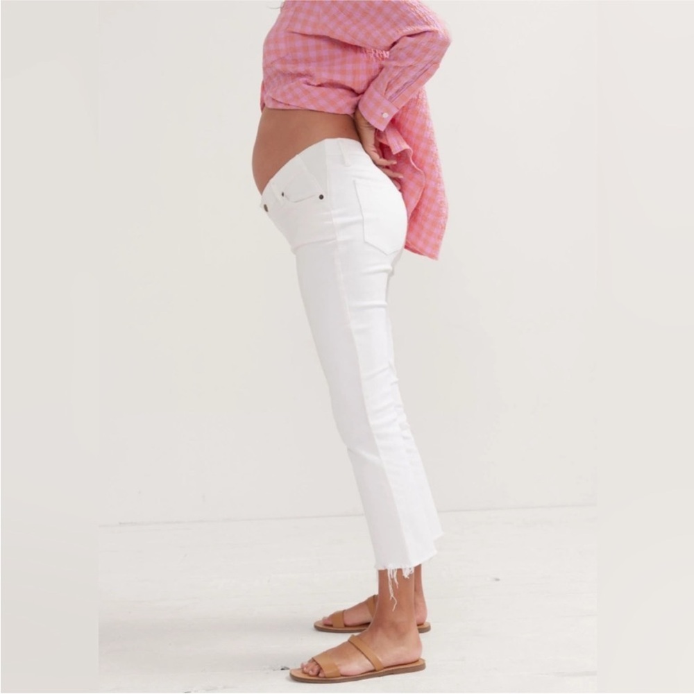Hatch White Ankle Cropped Maternity Jeans